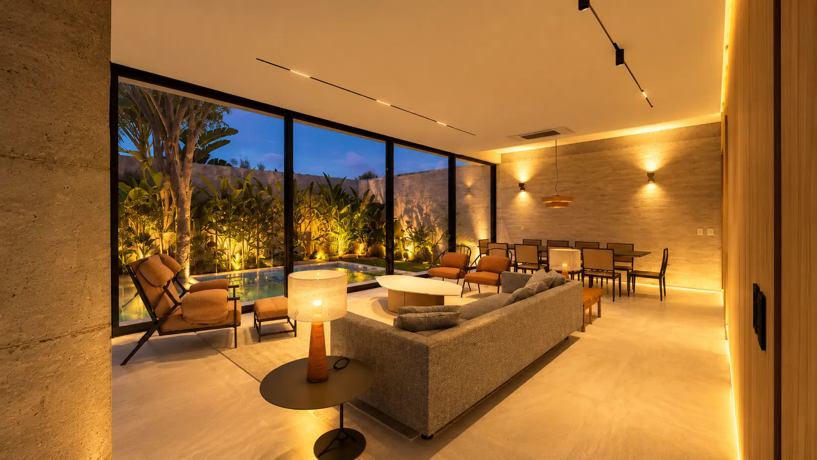 Estar com vista para o jardim